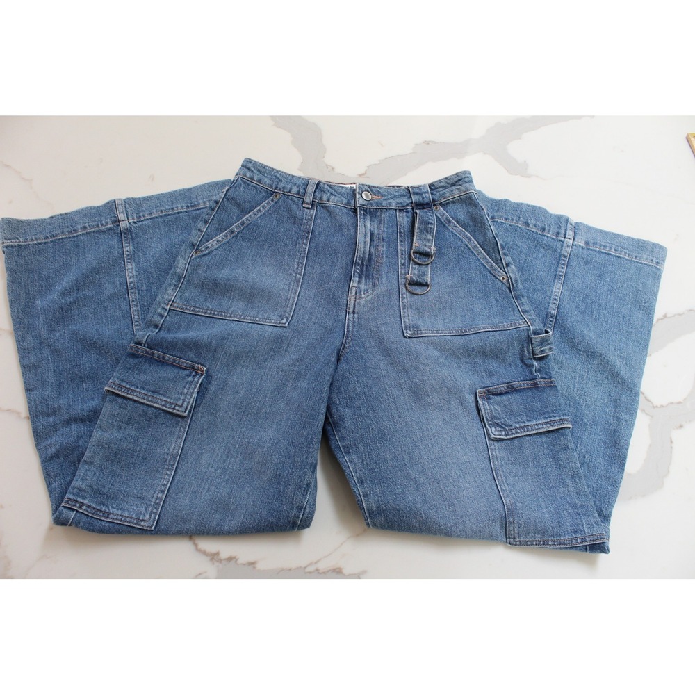 Social Tourist A&F Cargo Jeans Womens 11R W30 Ultra High Rise Wide Leg Baggy NEW - Picture 16 of 16